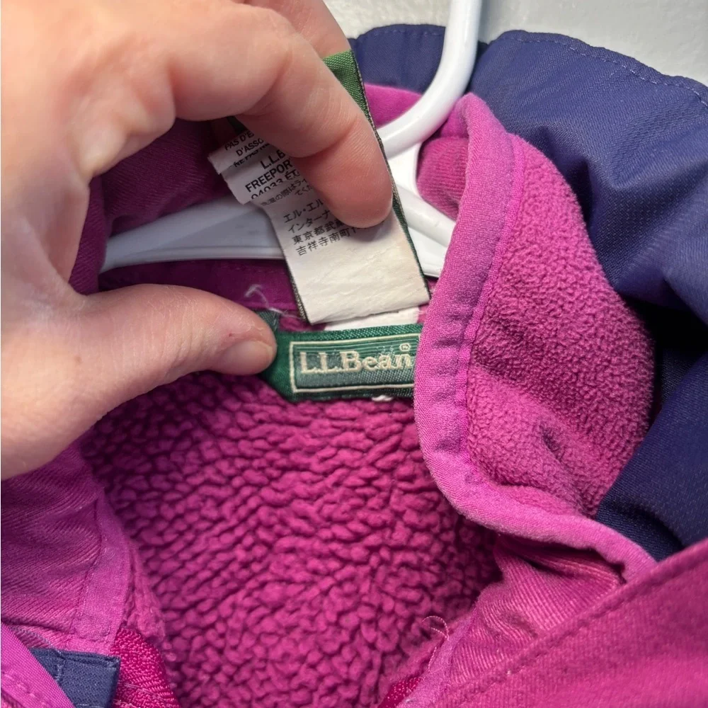 LL Bean Jacket Girls Size 4 Purple Pink 3 In 1 Fleece Lined Hooded Outdoor